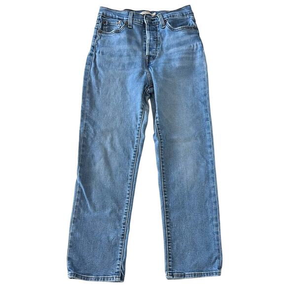 Levis Jeans Womens 28 Wedgie Straight Button Fly Pants Blue Denim 28x27 - Picture 1 of 6